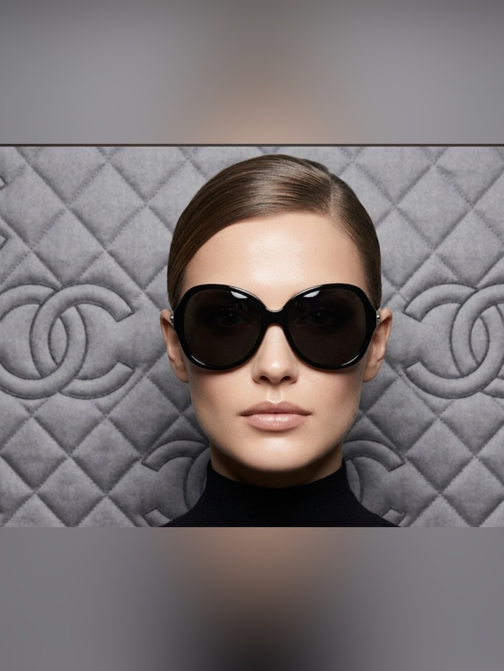 Authentic Chanel luxury designer signature black sunglasses with pearls